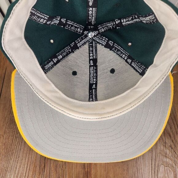 VTG New Era Oakland A's Athletics Hat Cap Fitted 7 1/8 Green Yellow MLB 59fifty - Picture 7 of 10